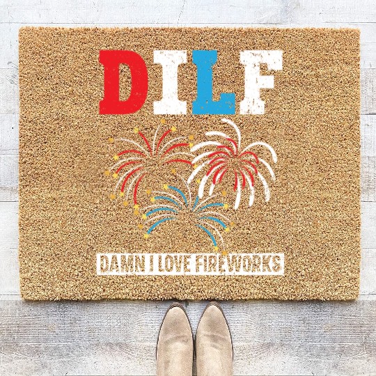 Damn I Love Fireworks America USA Flag 4th Of July Coir Doormats
