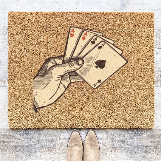 Poker Player Poker Hand With Poker Cards - Poker Coir Doormats