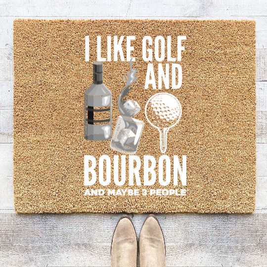Golf Bourbon Whiskey Gift Golfer Coir Doormats