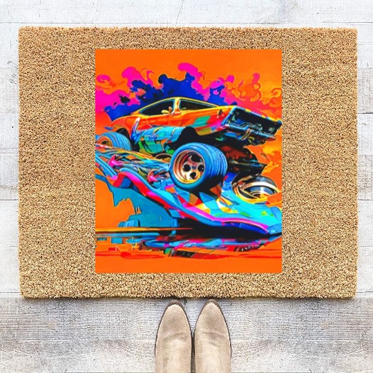 Car Muscle Car Vintage Retro muscle car Coir Doormats