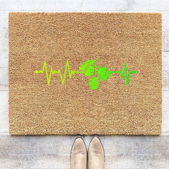 Green Olive Heartbeat Coir Doormats