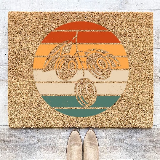 Retro Green Olive Design Coir Doormats