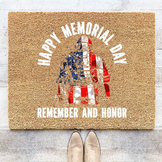 Patriotic Veteran USA Flag American Memorial Day Coir Doormats
