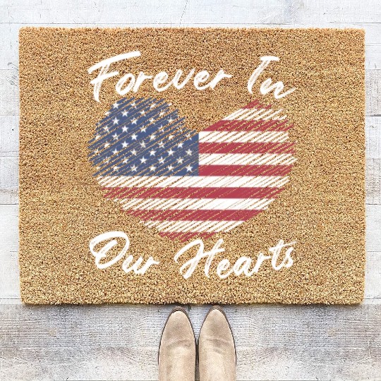 Patriotic Veteran USA Flag American Memorial Day Coir Doormats
