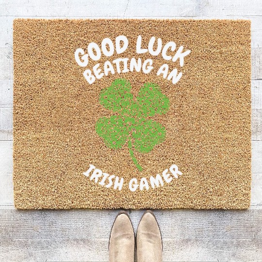St. Patrick's Day Gaming Shamrock Gamer Video Coir Doormats
