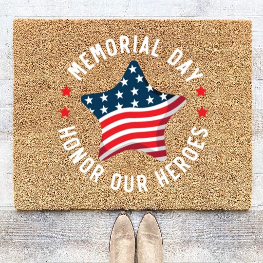 Patriotic Veteran USA Flag American Memorial Day Coir Doormats