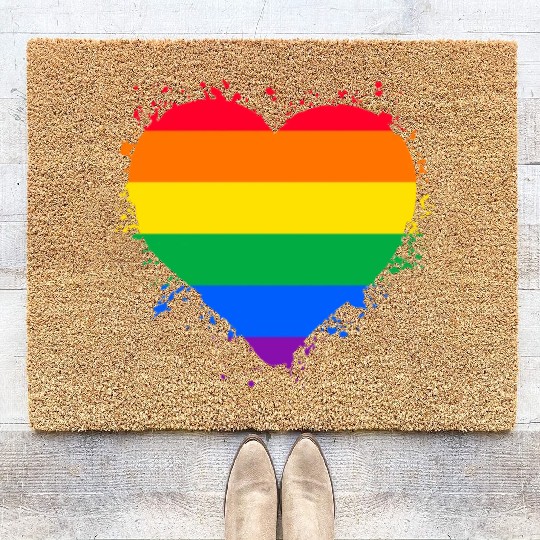 Pride LGBTQ heart Coir Doormats