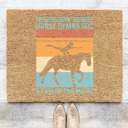 Funny Equestrian Horse Vaulting Retro Coir Doormats
