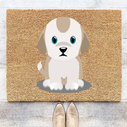 Cute and Adorable Light Brown Puppy Coir Doormats
