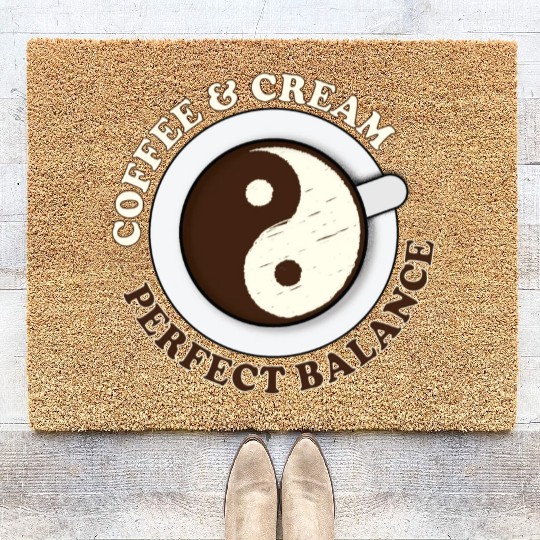 Yin Yang Yoga Coffee and Cream Coir Doormats