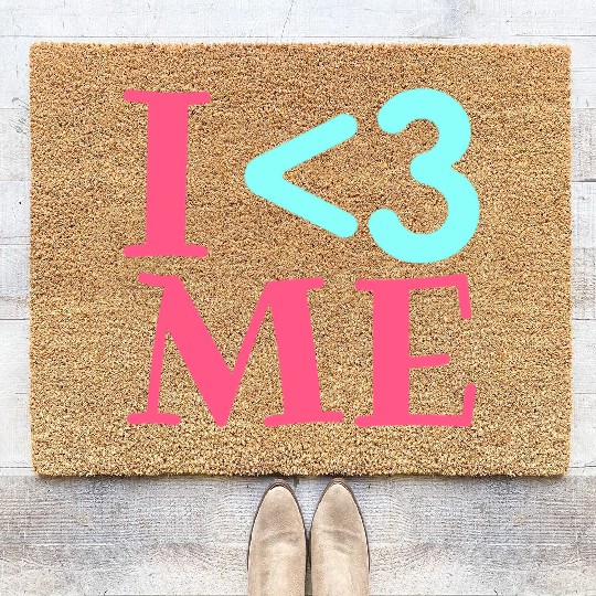 I Love Me, Heart, Positive, Cool, Stylish,Teens Coir Doormats