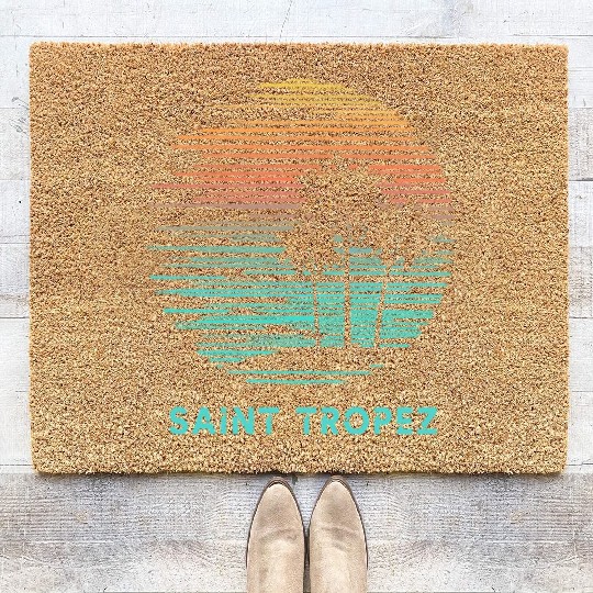 Saint Tropez Cool Souvenir Vacation Artistic Coir Doormats