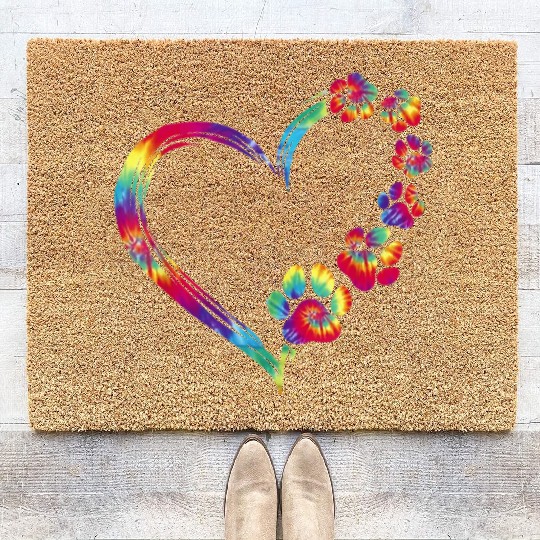 Dog Mom Dad Puppy Love Dogs Paw Print Heart Coir Doormats