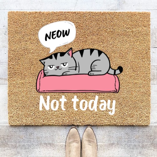 Funny Lazy Bored Cat | For Cat Mom Cat lovers Coir Doormats