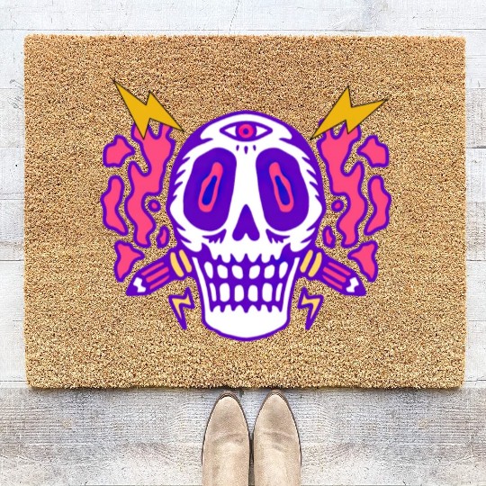 Psychedelic Skull Head Coir Doormats