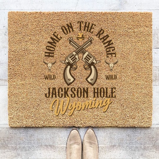 Jackson Hole Wyoming wild west town Coir Doormats