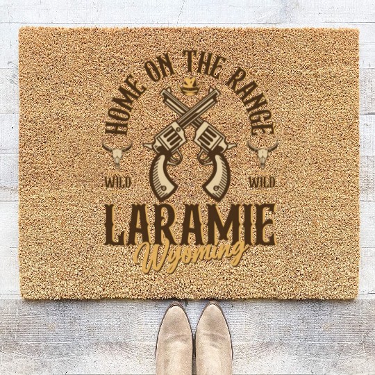 Laramie Wyoming wild west town Coir Doormats