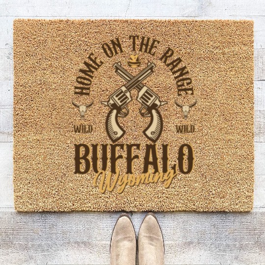 Buffalo Wyoming wild west town Coir Doormats