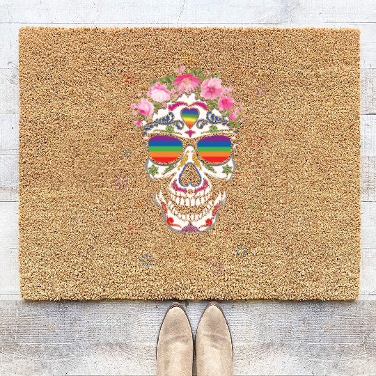 Rainbow Dia De Los Muertos LGBTQ LGBT Pride Month Coir Doormats