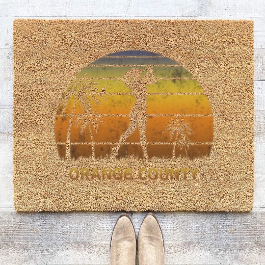Retro Orange County Women's Golf Golfing Fan Coir Doormats