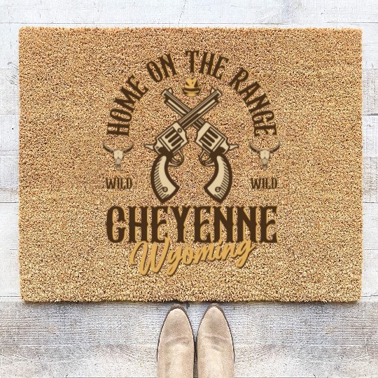 Cheyenne Wyoming wild west town Coir Doormats