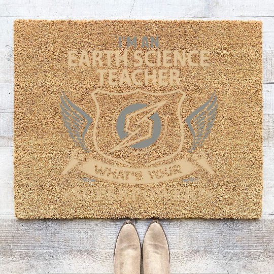 Earth Science Teacher Coir Doormats - Superpower Job Gif