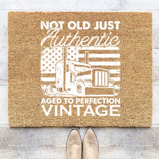 Truck Driver Us Flag Old Man Trucker Coir Doormats