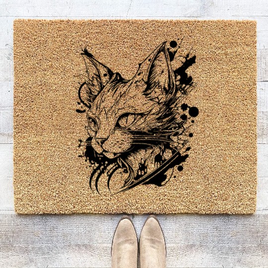 Space Cat In Vintage Tattoo Style Coir Doormats