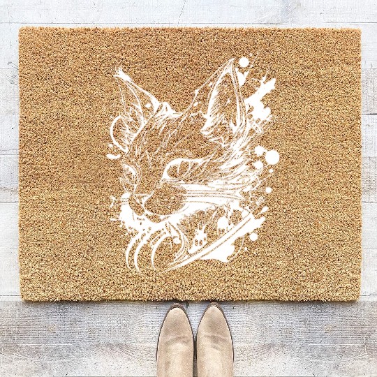 Space Cat In Vintage Tattoo Style Coir Doormats
