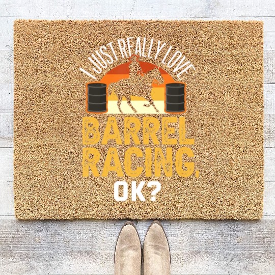 Funny Barrel Racing Coir Doormats Rodeo Horse Barrel Race