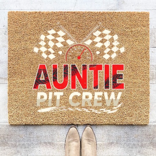 Funny Auntie Pit Crew Race Car Lover Racing Famil Coir Doormats