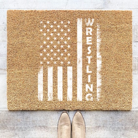 Wrestling Vintage Usa Flag Wrestling Coir Doormats