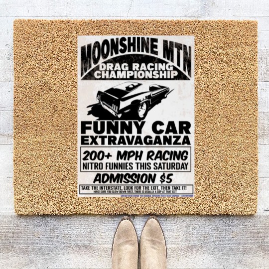 Vintage Hot Rod Classic Drag Racing Poster Coir Doormats