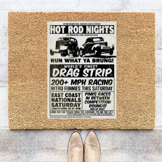 Vintage Hot Rod Classic Drag Racing Poster #9 Coir Doormats