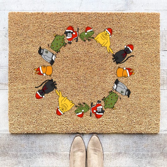 Christmas Holidays Cute Animals Stars Candy Canes Coir Doormats