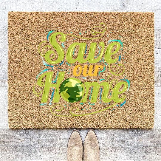 Logo Save Our Home For Earth Day Coir Doormats