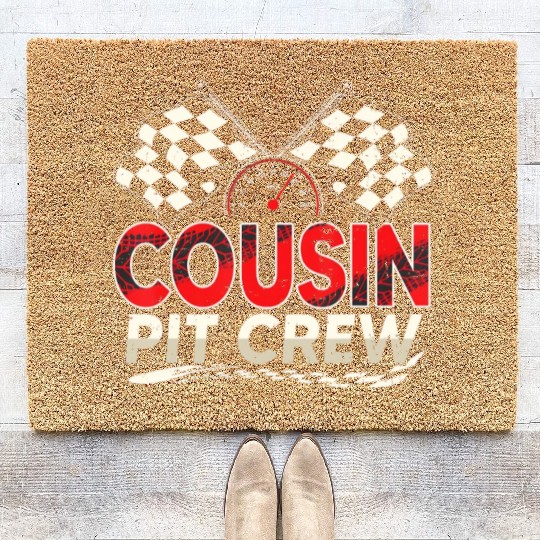 Funny Cousin Pit Crew Race Car Lover Racing Famil Coir Doormats
