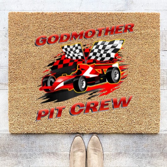 Godmother Pit Crew Race Car Birthday Party Racing Coir Doormats