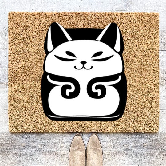 Maneki Neko Japanese Symbol of Good Luck Coir Doormats