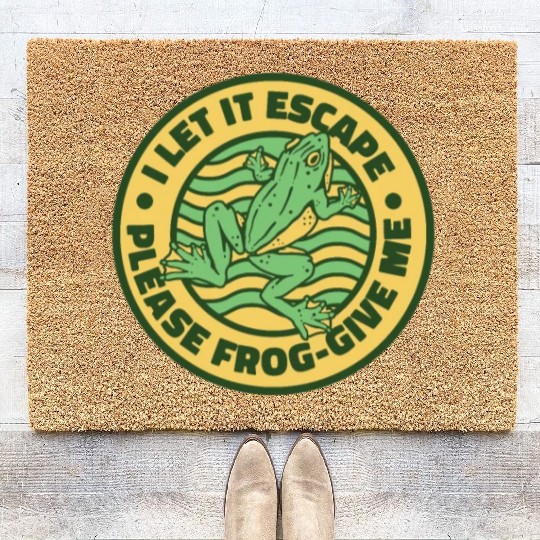 I Let It Escape Please Frog Give Me Bullfrog Frog Coir Doormats