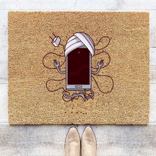 Heavily Meditated Cell Phone Yoga Meditation Coir Doormats