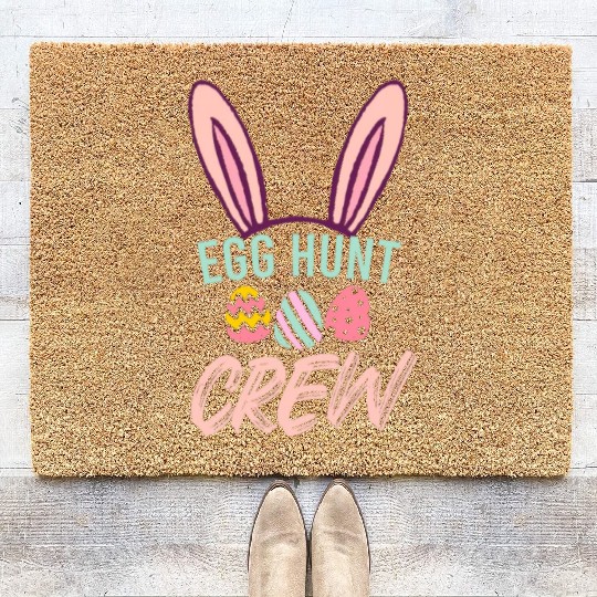 Egg Hunt Crew Funny Easter Day Coir Doormats