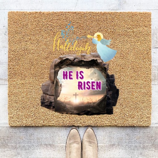 He Is Risen- Hallelujah Coir Doormats