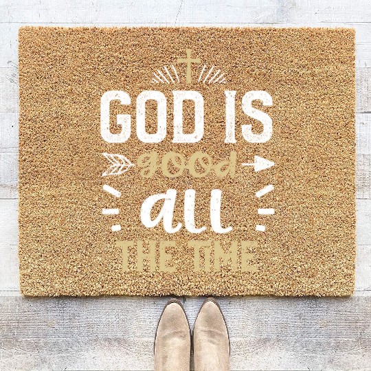 God is good all the time - Jesus Coir Doormats