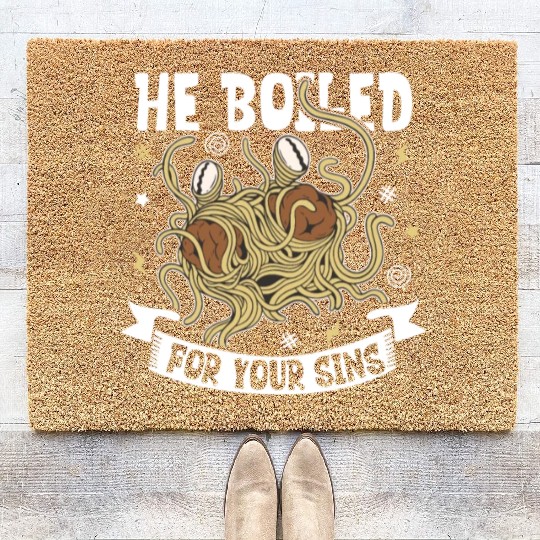 Atheist Atheism Flying Spaghetti Pastafarianism Coir Doormats
