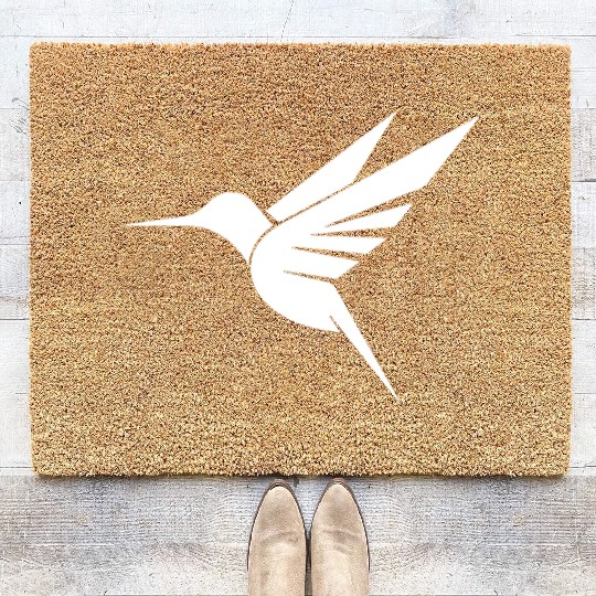 Floating Hummingbird Tattoo Tribal Swinging Coir Doormats