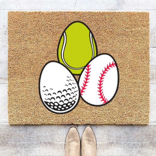 Sports Easter Egg Tennis Athletic Baseball Game Coir Doormats