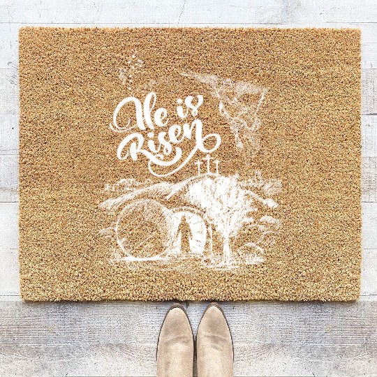 He Is Risen- White Drawing Angel HD Coir Doormats