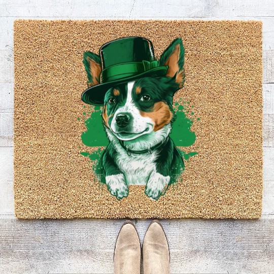 Lucky Pup St. Patricks Day for Dog Lovers. Coir Doormats