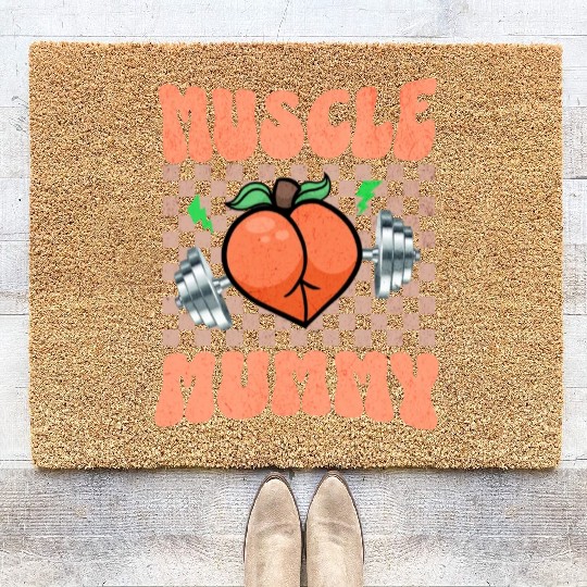 Muscle Mommy Gym Bodybuilder and Weightlifting Gif Coir Doormats